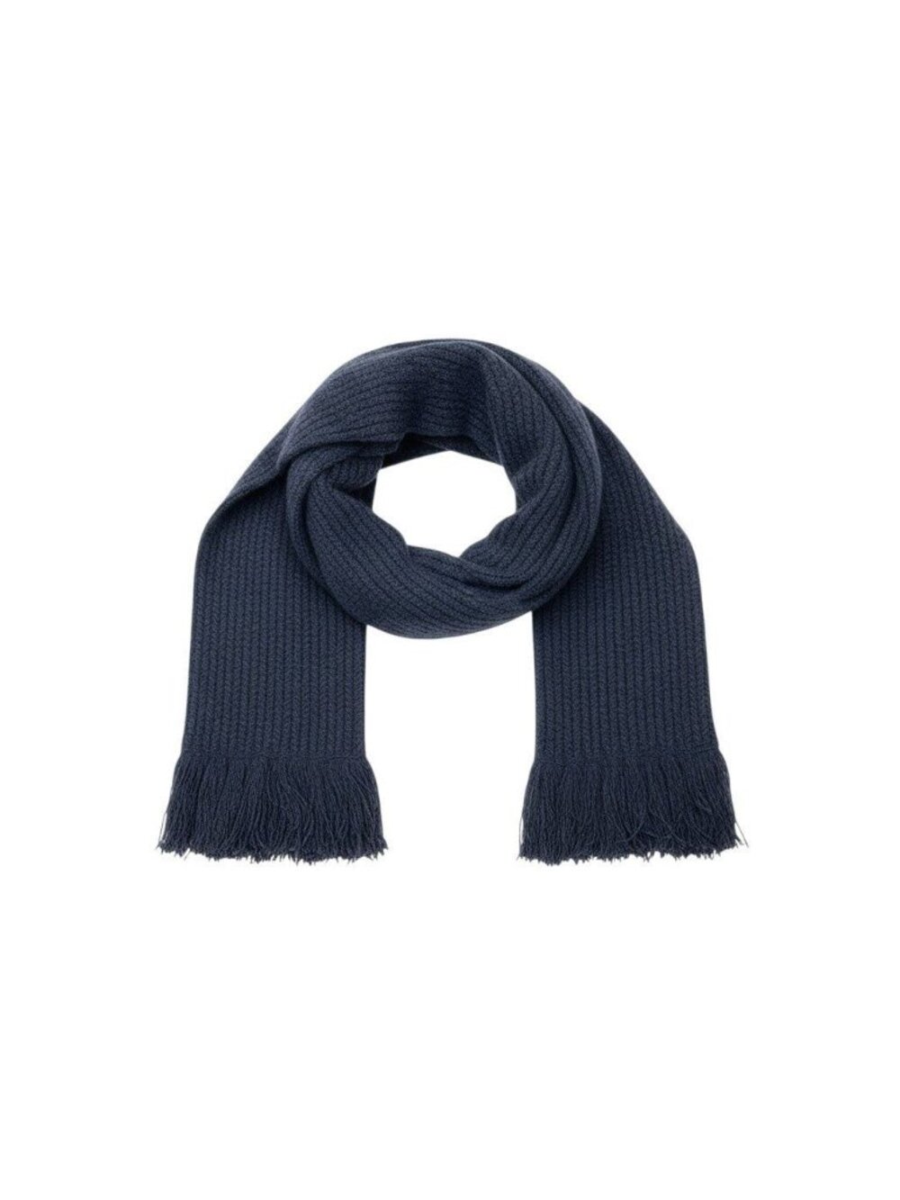 Saint Laurent Yvesaintlauren Large Scarf Fringe Cashmere Blend Dark Navy